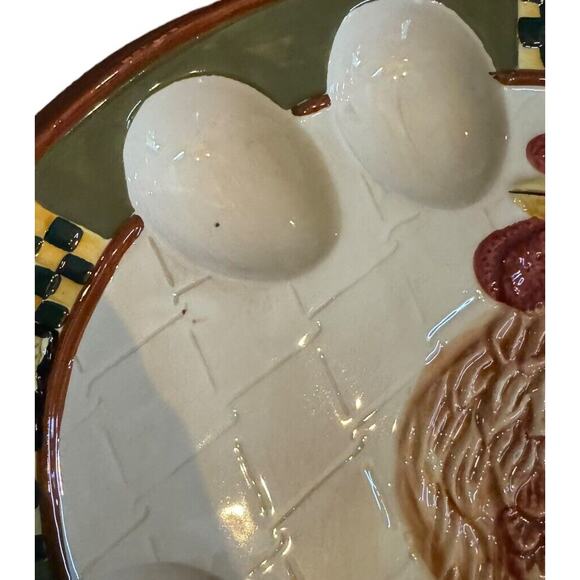 Large Deviled Egg Plater Bella Casa By Ganz VTG Rooster Hen Chicken Kitchenware - Picture 2 of 8